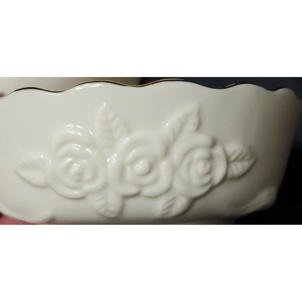3 Pc Lenox‎ Rose Blossom Fine China Porcelain Bowl Set w/ 24k Gold Trim